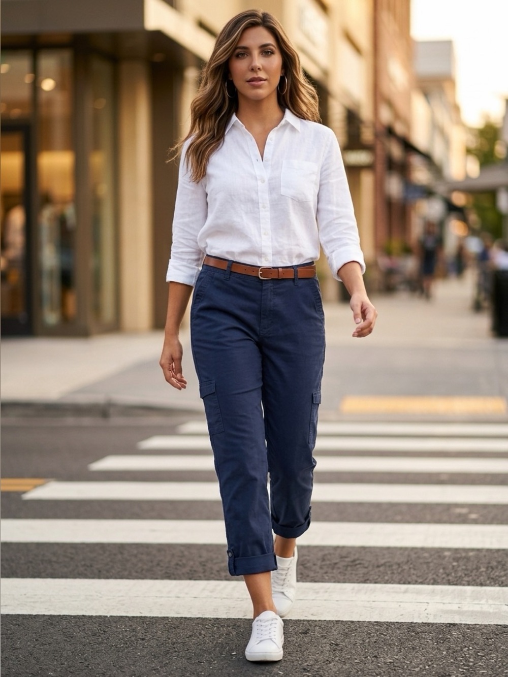 Gloria Vanderbilt  Navy Cargo Ankle Pants - Classic Straight Fit